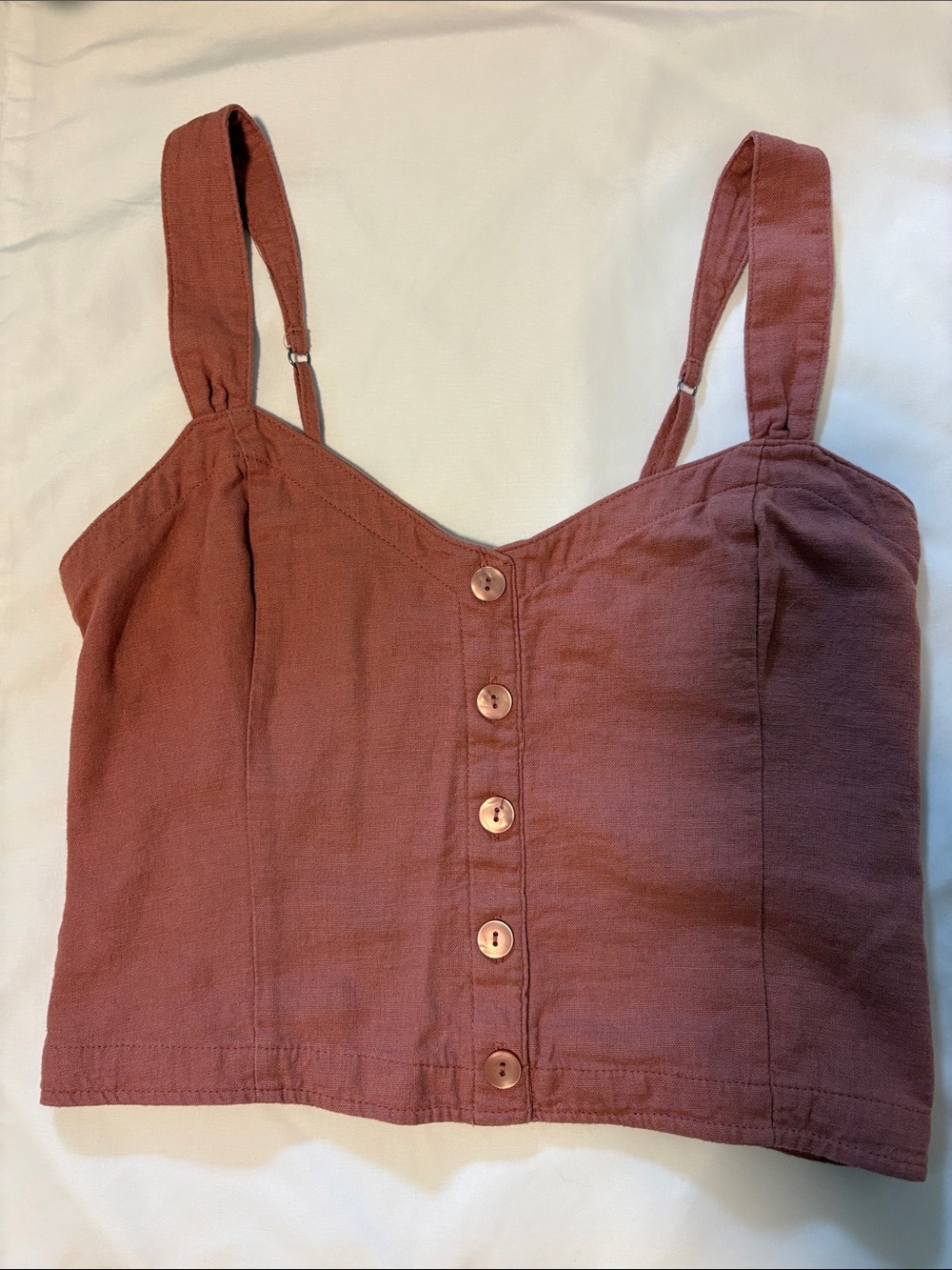 Abercrombie & Fitch Rust-Tone Button Crop Tank